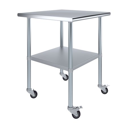 AMGOOD 30x30 Rolling Prep Table with Stainless Steel Top AMG WT-3030-WHEELS